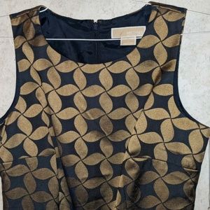 Michael Kors Sleeveless Mini Dress Pinwheel Navy Gold Shimmer Metallic  Size 4